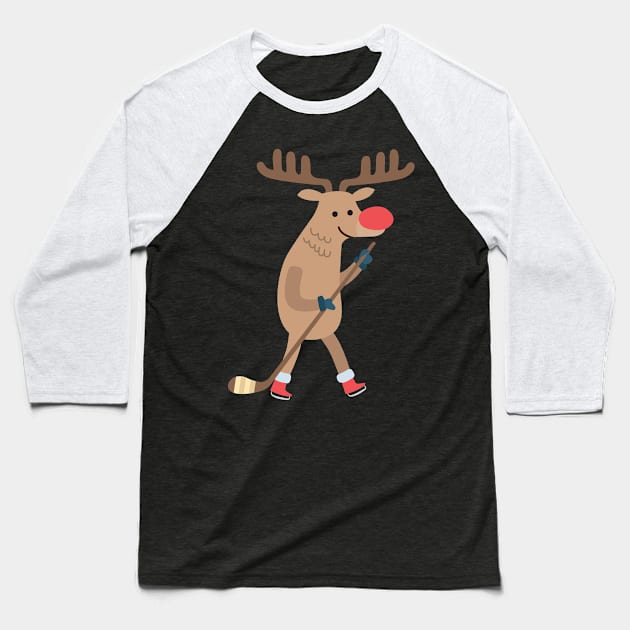 Christmas Ice Hockey Reindeer Xmas Gift 2017 Baseball T-Shirt by RJCatch